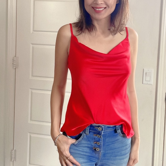 071 Luxe Satin Drapey Adjustable Strap Cami Top - Picture 3 of 12